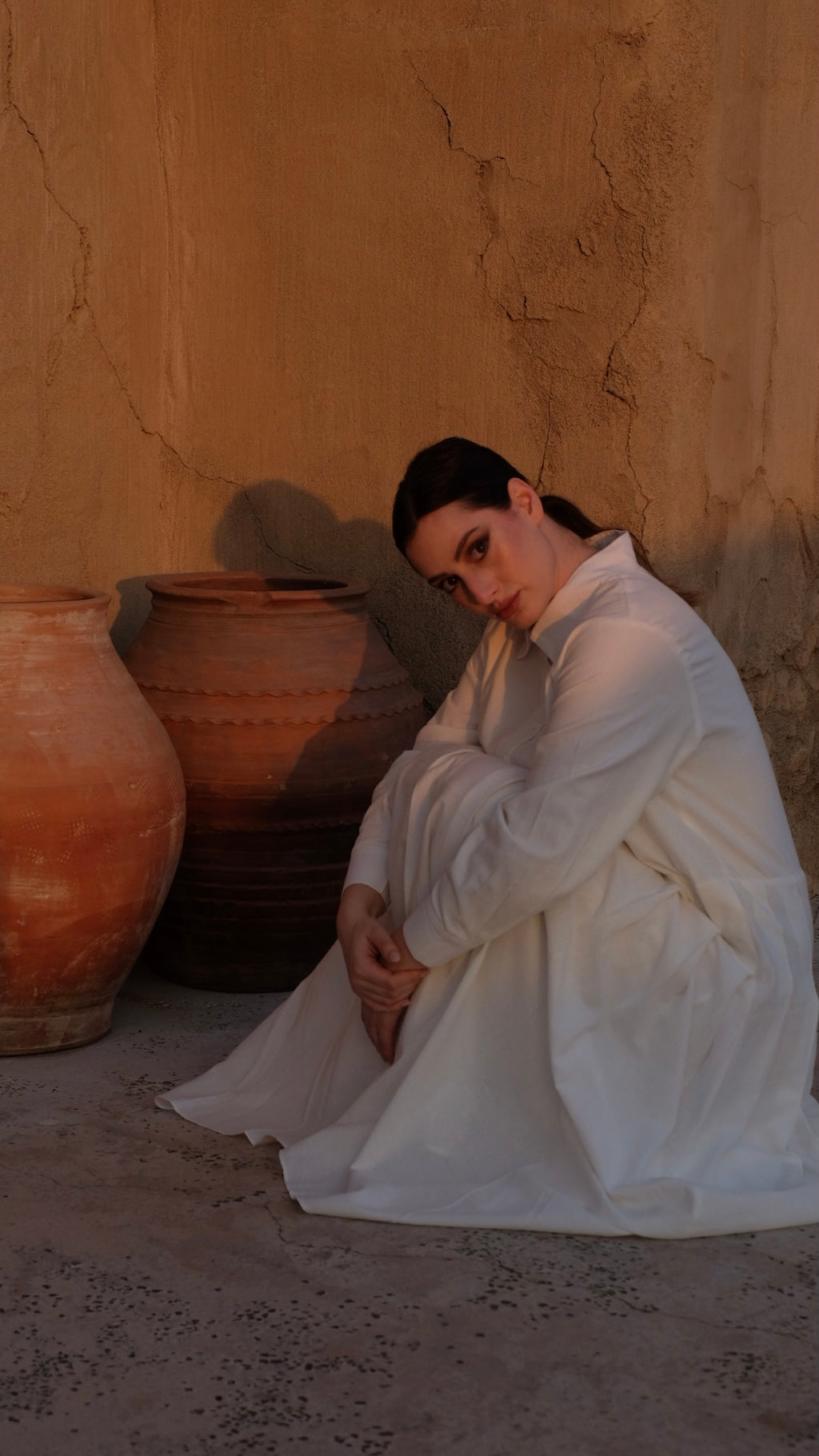 Avene Pleated Dress in White